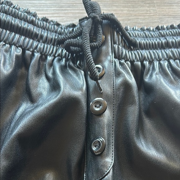 Black Faux Leather Women Shorts - Picture 3 of 7